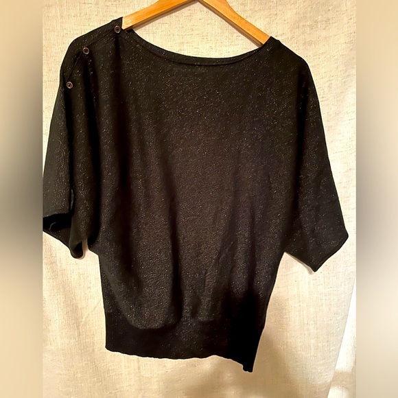 New York & Company Black Glitter Shirt Size S - Picture 1 of 5
